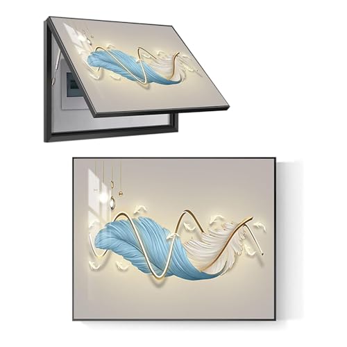 Decorative painting of distribution box Electric Meter Cover Box Decoration Distribution Box Decorative Painting Electric Panel Wall Hanging Painting with Hydraulic Rod Supports,04,55x45 cm(5,45x35 cm