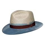  Jack Carrera Martin - Sombrero exclusivo de Panamahut para hombre - Sombrero de 100% fibras naturales de paja - hecho a mano en Ecuador - Calidad Llano Grade 3 Natural/azul claro. M