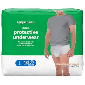 Amazon Basics Incontinence Underwear for Men, Maximum Absorbency, Large, 18 Count, 1 Pack (Previously Solimo)