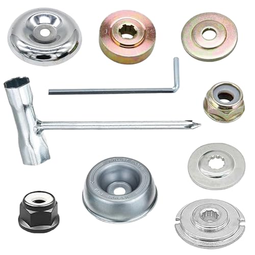 Lawn Mower Blade Adapter Kit, 2-in-1 Universal Trimmer Head Adapter Set for Straight Shaft String Trimmer Brush Cutter, Compatible with Stihl Husqvarna Echo Ryobi, 10pcs Complete Replacement Parts