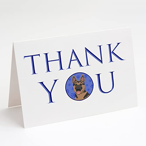 Caroline's Treasures CK9018GCA7P German Shepherd Red and Black Thank You Greeting Cards and Envelopes Pack of 8 Blank Cards with Envelopes Whimsical A7 Size 5x7 Blank Note Cards