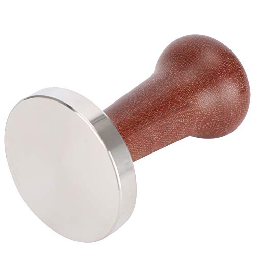 Stainless Steel Coffee Tamper with Wood Handle - 58MM Flat Base Durable & Strong for Home & Office Brewing Perfect for Espresso Enthusiasts