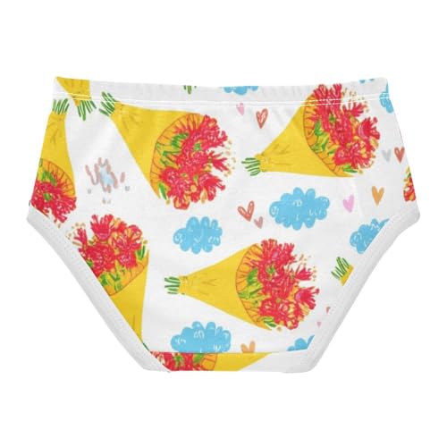Toddler Underwear Custom 2t Cotton Panties for Girl Funny Briefs Girls Undies Bouquets Red Flowers2