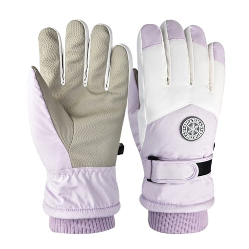 OFKAFEZV Lila Skihandschuhe Damen: Warme, Wasserdichte & Winddichte Fahrradhandschuhe für den Winter - Reiten, Skaten, Skifahren