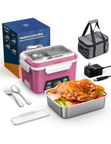 East Oak Cordless Electric Lunch Box: Ultimate Portable Heated Food Warmer 7 EAST OAK Heated Lunch Box Battery Powered with Automatic Heating, Cordless Electric Lunch Box for Adults, 5.5 Cups Portable Food Warmer with Removable Tray Divider