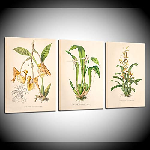 Mur art toile peinture florale style nordique : lot de 3 peintures poétiques pour le salon