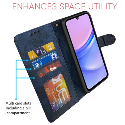 Image of amazon basics Vivo X300FE 5G Flip Cover | Card Pockets Wallet & Stand | Flip Cover for Vivo X300FE 5G (Blue Button)