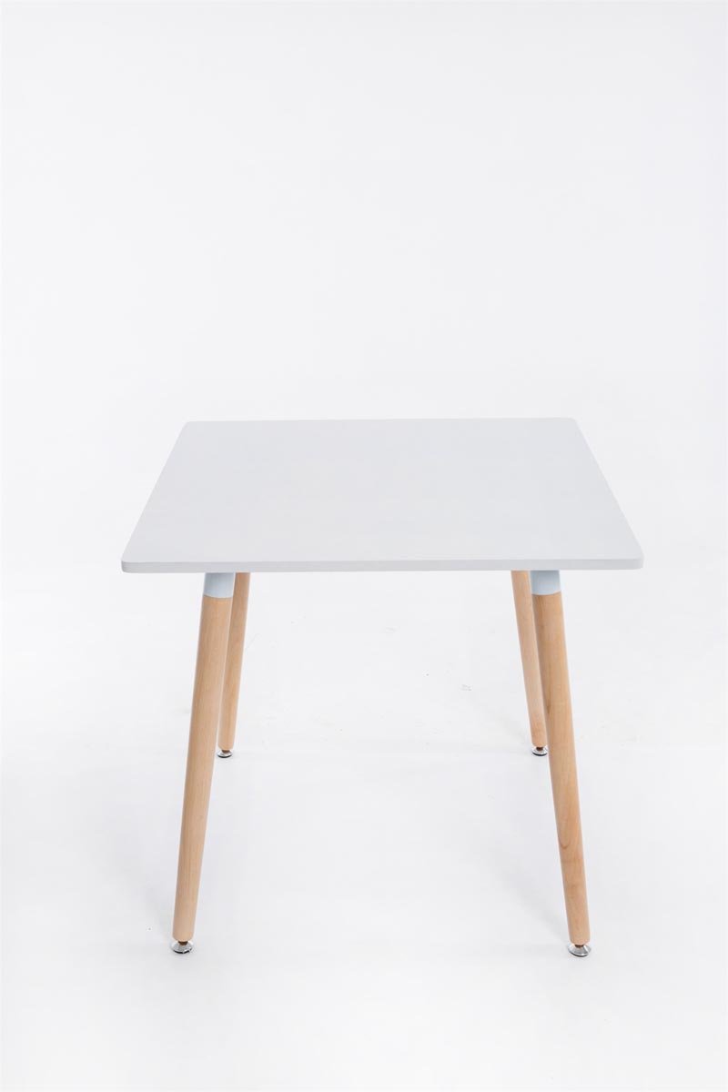 CLP Tavolo Bianco Quadrato Bente In Legno I Tavolo Da Pranzo Design Scandinavo Con Piedini Antigraffio 80 x 80 CM, Colore:natura