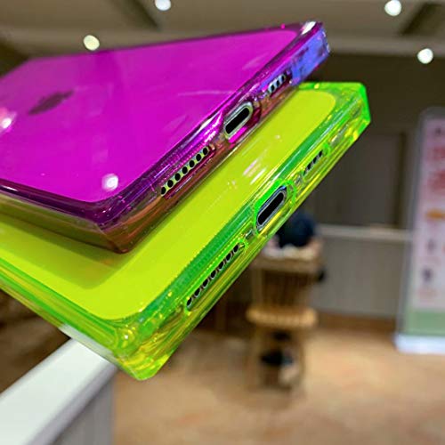 Tzomsze Clear Case For Iphone 11 Pro Max, Square Iphone 11 Pro Max Cases Reinforced Corners Cushion Slim Shock Absorption Tpu Silicone Cover For Iphone 11 Pro Max 6.5 Inch-Fluorescent Green #TOP4