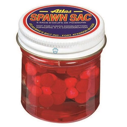Atlas Mike's Floating Spawn Sac Salmon Eggs 1 Jar of 6 Sacs, Red (Model: 62006)