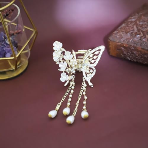 Image of Korean Style Hair Clips For Women - Korean Accessories -With Pearls & Rhinestone - Hair Accessories for Women (1 Pc) Clutcher For Hair (Design -2)