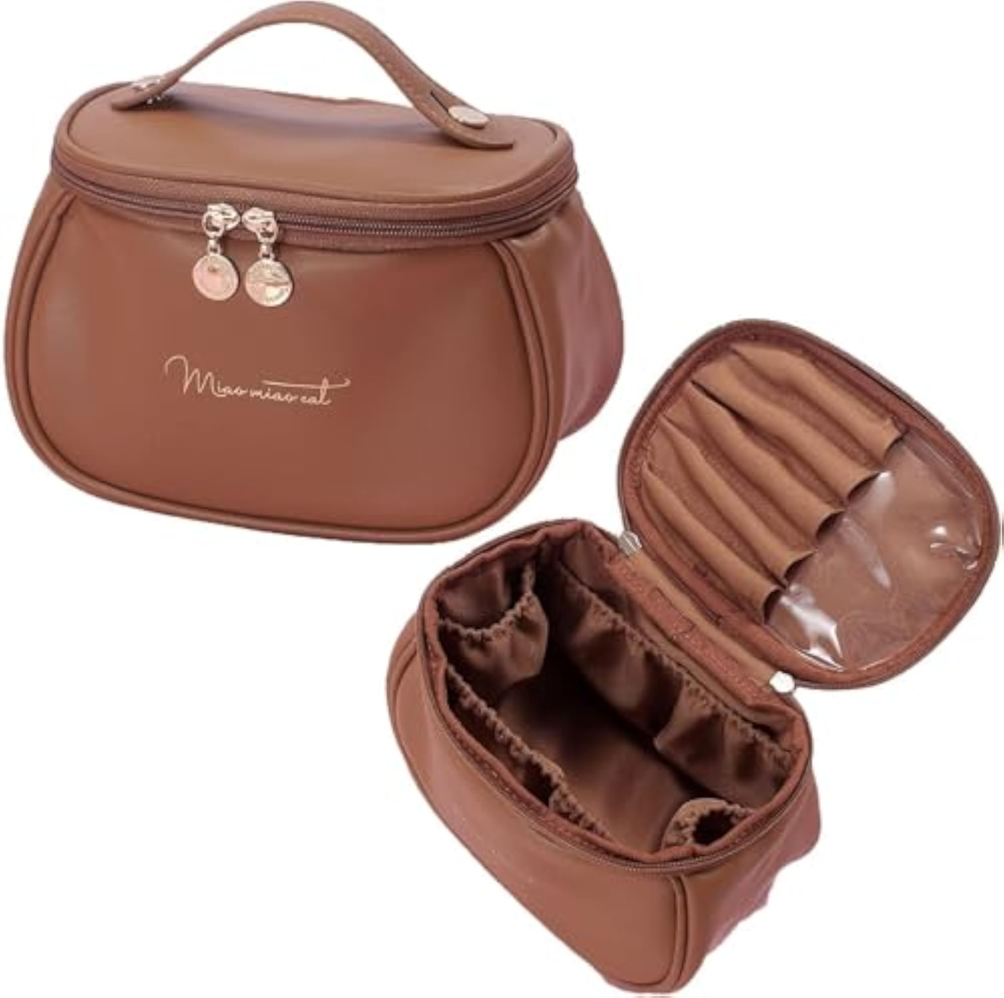 Portable Makeup Bag, Leather Cosmetic Storage Case