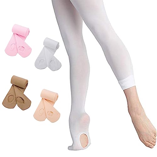 Stocki-MP Women's Girls' Solid Transition Ballet Tights Ultra-Soft Comfortable Opaque Convertible Tights Dance Tights4