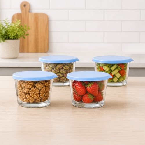 Image of HomeEssentials Premium Borosilicate Glass Jar with Airtight Lid - Small Kitchen Storage Container for Spices, Seeds, and Herbs - Heat-Resistant | Microwave Safe (Pack of 4)