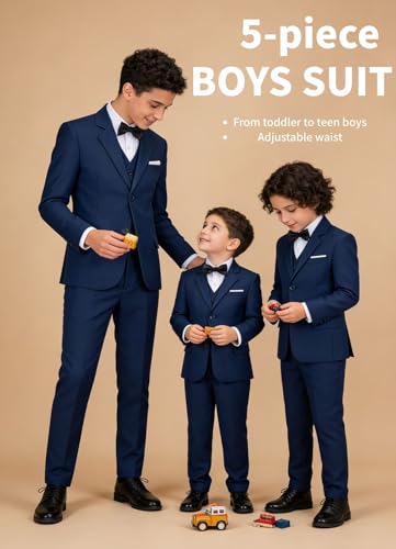 Image of Boys Suit for Kids Formal Slim Fit Tuxedo Suits Ring Bearer Outfit