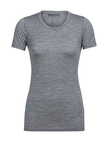 Icebreaker Merino Women's Tech Lite Short Sleeve Low Crew Neck Shirt, Gritstone Heather, X-Large