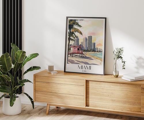 Impression d'art Miami Beach Floride - Poster de ville premium au format A2-LW - 2