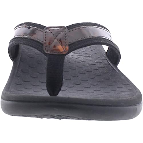Vionic Women's Tide Ii Toe Post Sandal - Ladies Flip Flop With Concealed Orthotic Arch Support Black Tortoise 12 M Us #TOP3