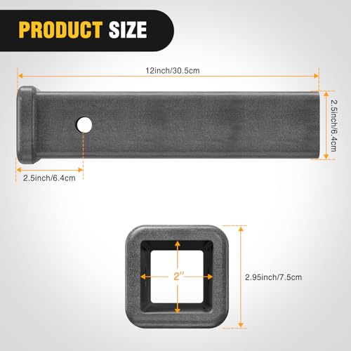 Image of Nilight Hitch Adapter 2 inch x 12 inch Combo Bar Trailer Receiver Tube Weld-on Raw Steel Hitch Bar