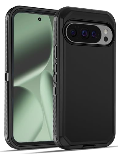Jiunai for Google Pixel 10 Pro XL Case Rugged Heavy Duty Shockproof Black
