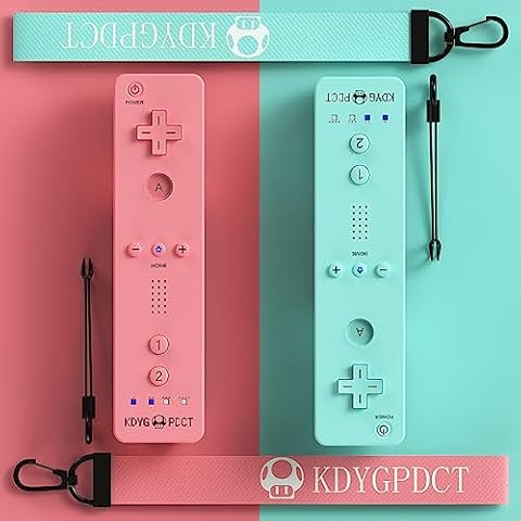KDYGPDCT Wii Controller 2 Pack,Wii Remote Controller Black and White 2 Set with Wrist Strap for Nintendo Wii/Wii U Console(Blue + Pink) Cover
