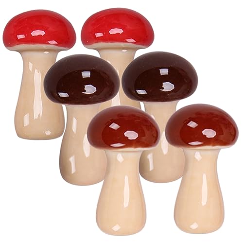 OFFSCH 6Pcs Ceramic Mushroom Shape Chopsticks Holder Rack Cute Rest for Dining Table Decoration Easy to Clean and Store Multifunctional Utensil Rest for Home Kitchen