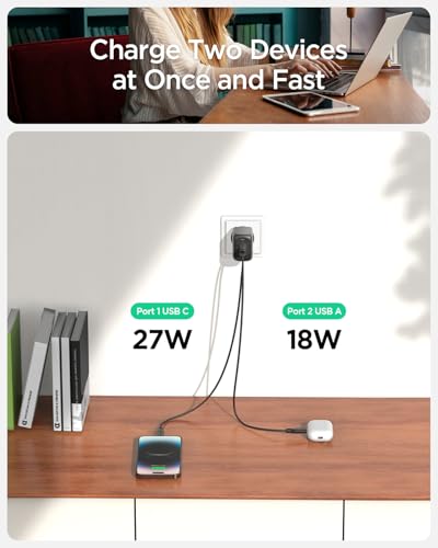 Image of Spigen Fast Charging Adapter, GaN Charger, Total 45w, PD /PPS Support, BIS Certified for iPhone 17 /16 /15(Pro,Pro Max,Plus), Galaxy S26 /S25 /S24, iPad, MacBook Air and More (PE2304IN) - Black