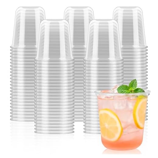 Jycnolm 50 x Round Bottom Clear Plastic Cups 12 oz
