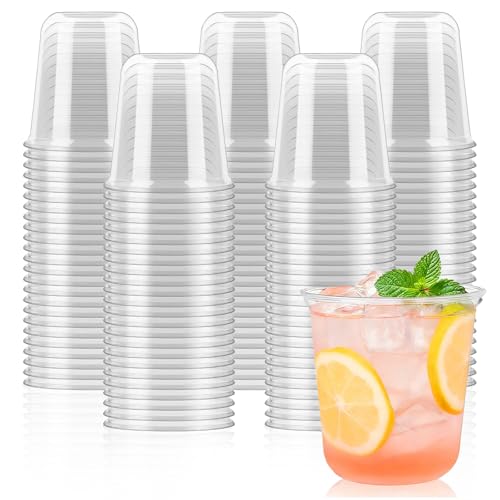 Jycnolm 50 Pcs Round Bottom Plastic Cups 12 Oz Disposable Stemless Wine Glasses Cocktail Clear Party Cups For Meeting, Wedding, Birthday, Party Supplies