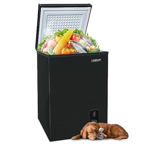 Mini-Deep-Freezer-1.48 Cu Ft Black Small-Chest-Freezers, Compact-Freezer with Storage Basket, Apartment Refrigerator with 5 Temperature Settings Top Open Door For Office And Kitchen