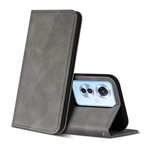 ZONNAVI Cover per Oppo Reno 11 F 5G, Flip Custodia Pelle PU con [Slot Cart] [Supporto Stand] [Magnetica], Cover a Libro Portafoglio per Oppo Reno 11 F 5G (Grigio)