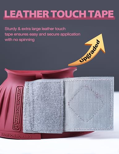 Image of Harrison Howard Rubber Bell Boots for Horses, Hoof Overreach Protection for Horses, w /Upgraded Leather Touch Tape