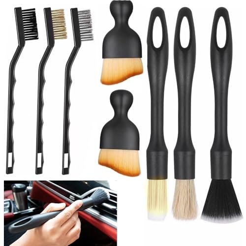 8 Stück Auto Detailingbürste, Auto Innenreinigung Weiche Bürste, Staubentfernungsbürste für Auto Innenraum, Motorrad, Alufelgen, Möbel