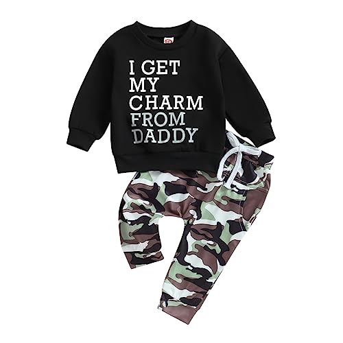 Image of fhutpw Baby Boy Clothes Fall 6 12 18 24 Months Football Long Sleeve Pullover Tops & Pant Sets Toddler Winter Outfits