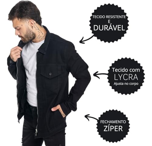 Jaqueta Jeans Masculina Azul Denim Estilosa Lycra Premium