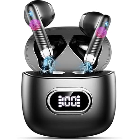 VSTM Wireless Bluetooth 5.3 Earbuds, 40H Playtime, Noise Cancelling Mics, IP7 Waterproof, Black Cover