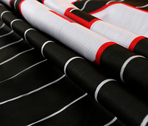 HOPSHION Camisa de beisebol listrada com botões de manga curta 5/17/50 para fãs, Hf024-preto, M