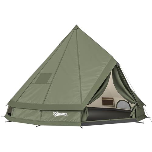 Outsunny Teepee Tent, Waterproof Camping Tent with...