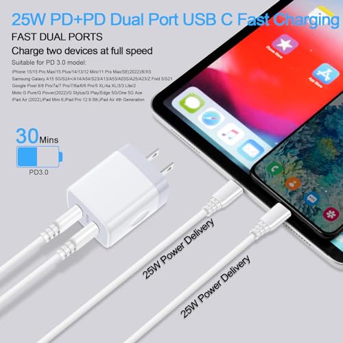 25W Fast Charger Block USB C Power Adapter Wall Plug for Samsung Galaxy A15 5G Z Flip 6 A35 A54 S24 Ultra A55 S23,Motorola Edge 2024,G Stylus 5G,Edge 5G UW,G 2024 G Power G Play,iPhone 15,Pixel 8a 7 6 - Thumbnail 5