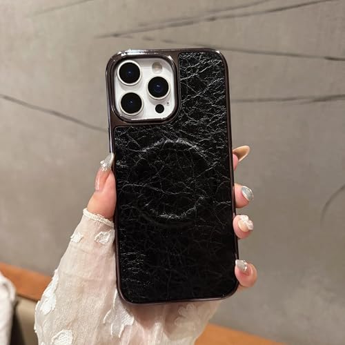 Étui magnétique iPhone 15 Pro Max cuir argenté antichoc mat