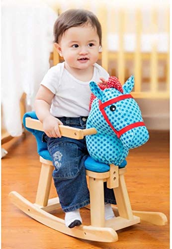 ZHANGYUEFEIFZ Schaukelpferd Plüsch Schaukeltier Pferd Rocking Horse Kinder Schaukelstuhl Holz Pferd Massivholz Musik… – Bild 3