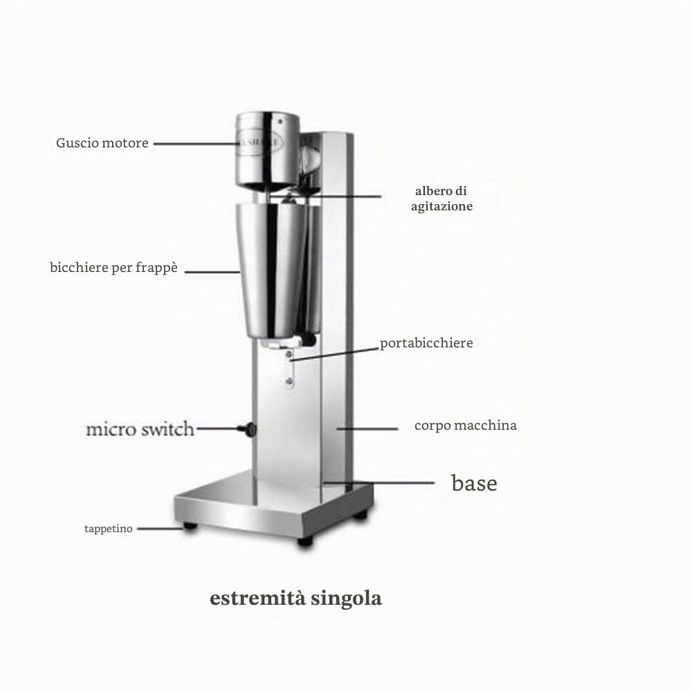 Colpire Elettrico Professionale in Acciaio Inox - Miscelatore per Frullati e Proteine, Macchina Colpita 650 ml