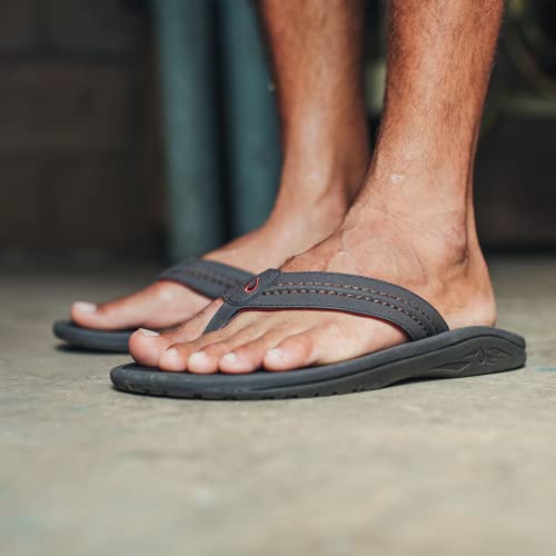 Image of OLUKAI Hokua Men's Beach Sandals, Quick-Dry Flip-Flop Slides, Water Resistant & Wet Grip Rubber Soles, Compression Molded Footbed & Soft Comfort Fit