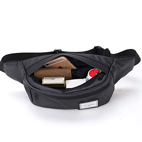 Casual Waist Bag, Breathable Waterproof Chest Water Pack Money Phone, Dual Pocket Belt Pack - Black