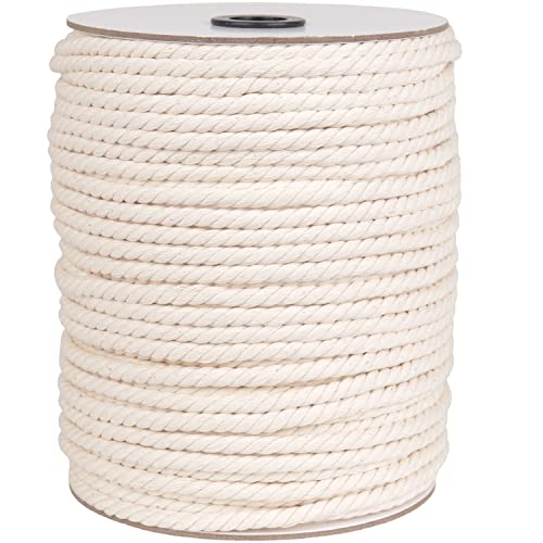NOANTA Macrame Cord 6mm x 109Yards, 100% Natural Cotton Macrame Rope Cotton Cord, Perfect Macrame Supplies for Wall Hanging, Plant Hangers, Crafts, Knitting, Decorative Projects