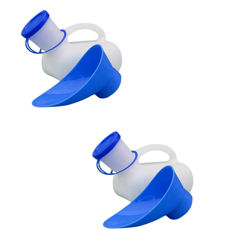 2 アイテム ポータブル小便器 尿瓶 排尿器 再利用可能なユニセックスボトル ポータブル便器旅行 男性と女性用 蓋とじょうご付きモバイルおしっこトイレ キャンプ 旅行 ピクニック サイクリング 高齢者 トラック運転手 男女両用