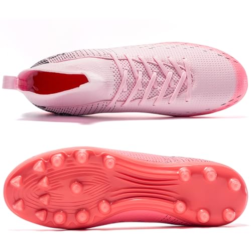 Image of Youth Soccer Cleats Mens Training Football Cleats Lightweight Womens High-top Soccer Shoes AG, Tacos de Futbol para Hombre