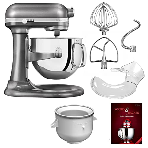 KitchenAid Küchenmaschine Artisan - P35 Starter-Set 6,9 L (Eismaker) - 5KSM7580XEMS inkl. Eismaker (5KICA0WH) und…