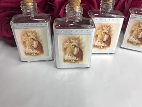 OOKI-12 PC 3.5 Decorative HOLY Water Bottle Favors RECUERDOS Baptism BAUTIZO Christening Glass with Cork Top (Baptism Girl)