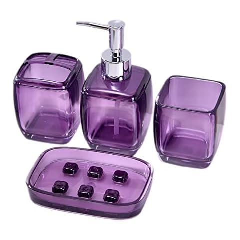 JHNIF Bathroom Accessories Set, 4Pcs Acrylic Bathroom Set Includes Soap Dispenser, Soap Dish and Tumbler Cover